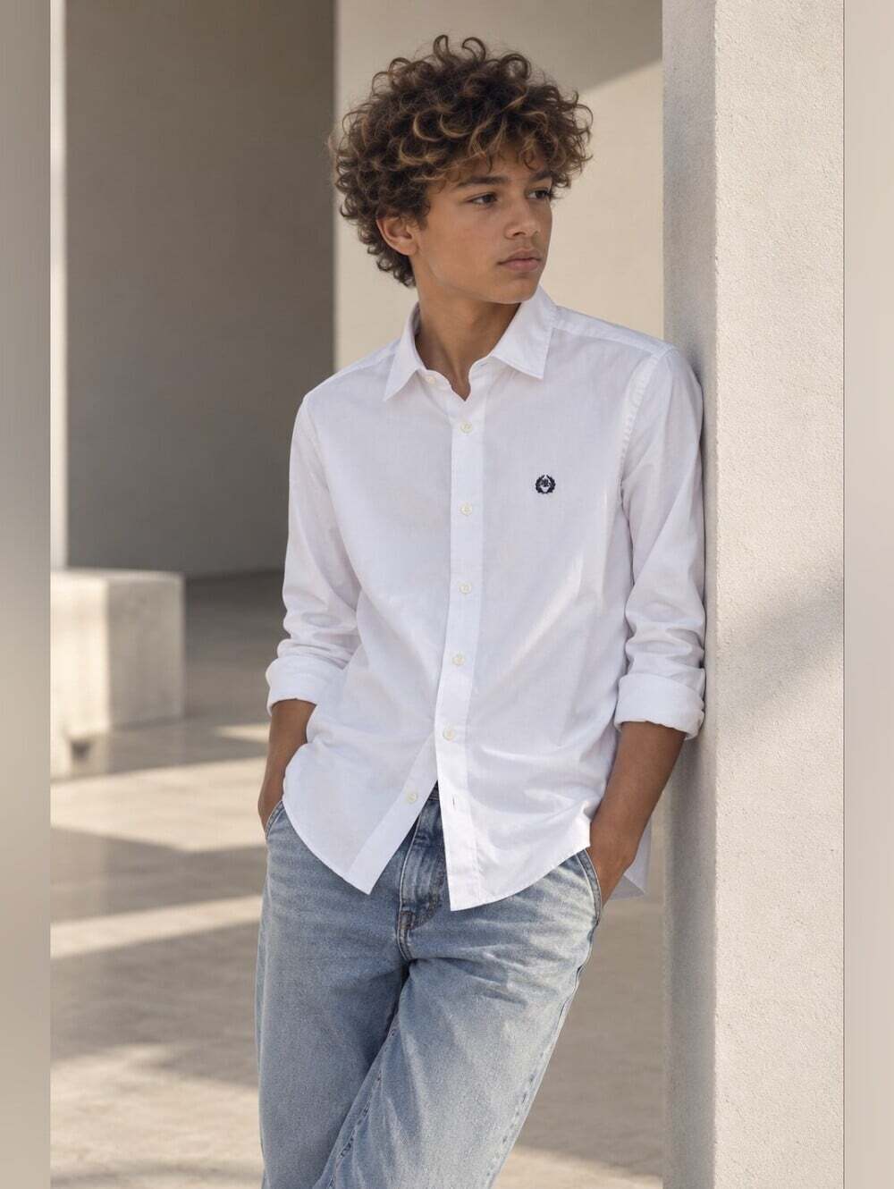 Lauren Ralph Lauren Boys White Dress Shirt Size 14 Cotton Blend Preppy